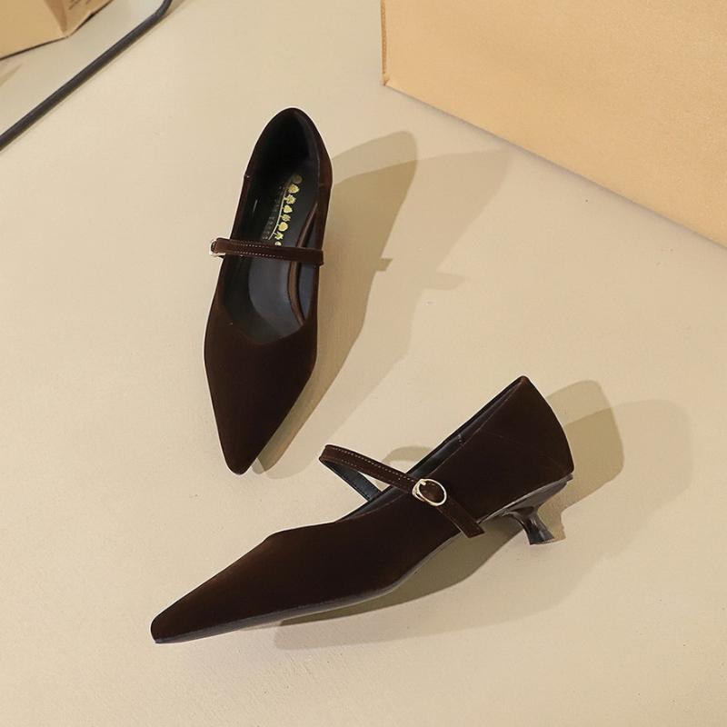 

Black Velvet Pointed Toe Kitten Heel Pumps For Women Elegant Minimalist Design Comfortable Low Heel Office Party Dress Shoes 34