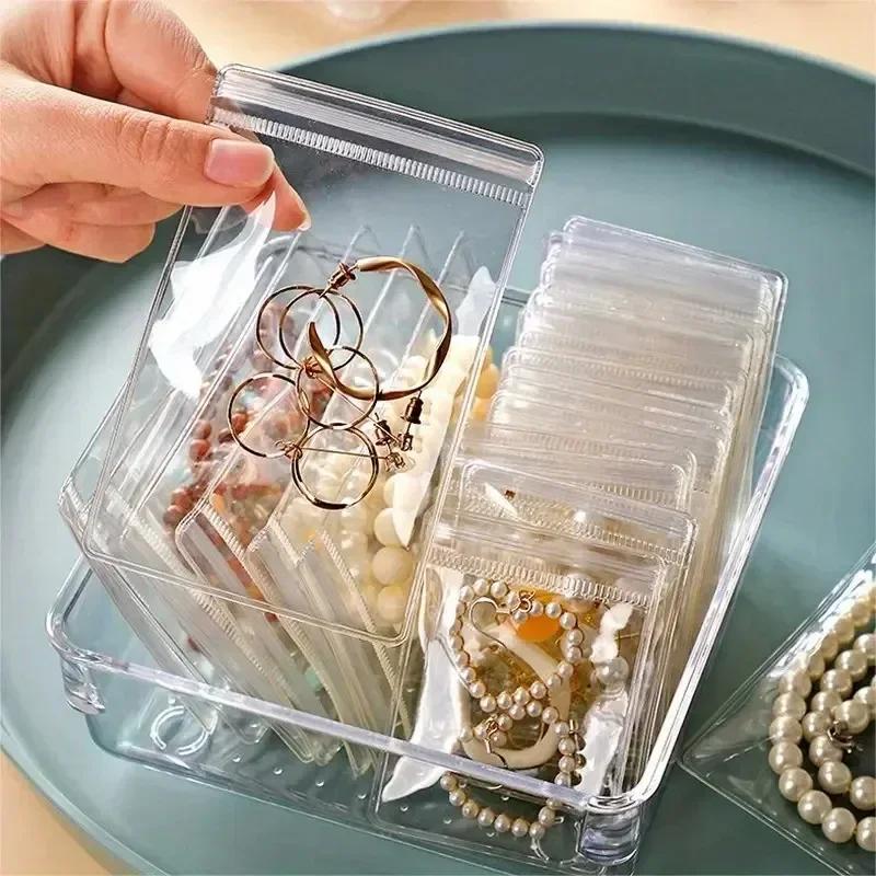 10–100 Stück Schmuck-Organizer-Beutel, transparentes PVC, antioxidative Schmuckbeutel, Aufbewahrungstasche für Ohrringe, Anhänger, Halsketten, Armbänder