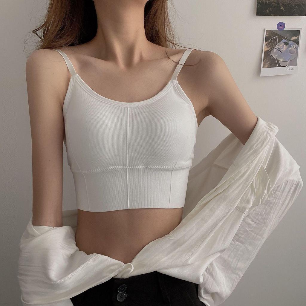 Seamless Ribbed Spaghetti Strap Bustier Vest for Women