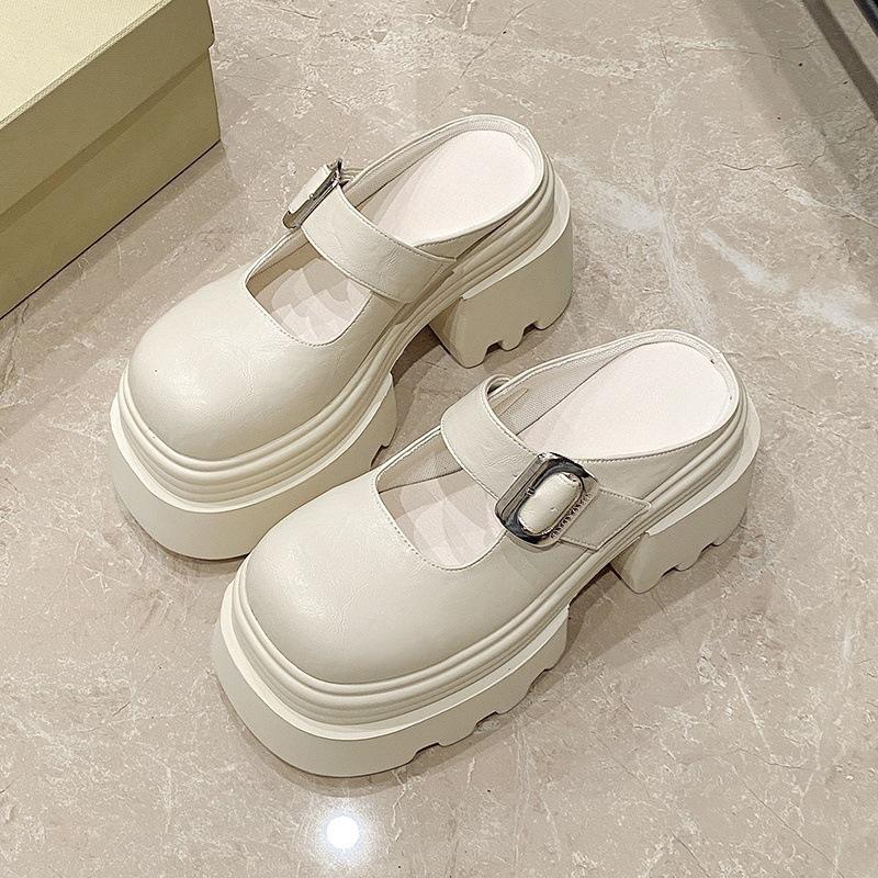 High-heeled Mary Jane bag head half slippers women's 2025 spring and summer new versatile small man height increase shallow mouth platform women's s