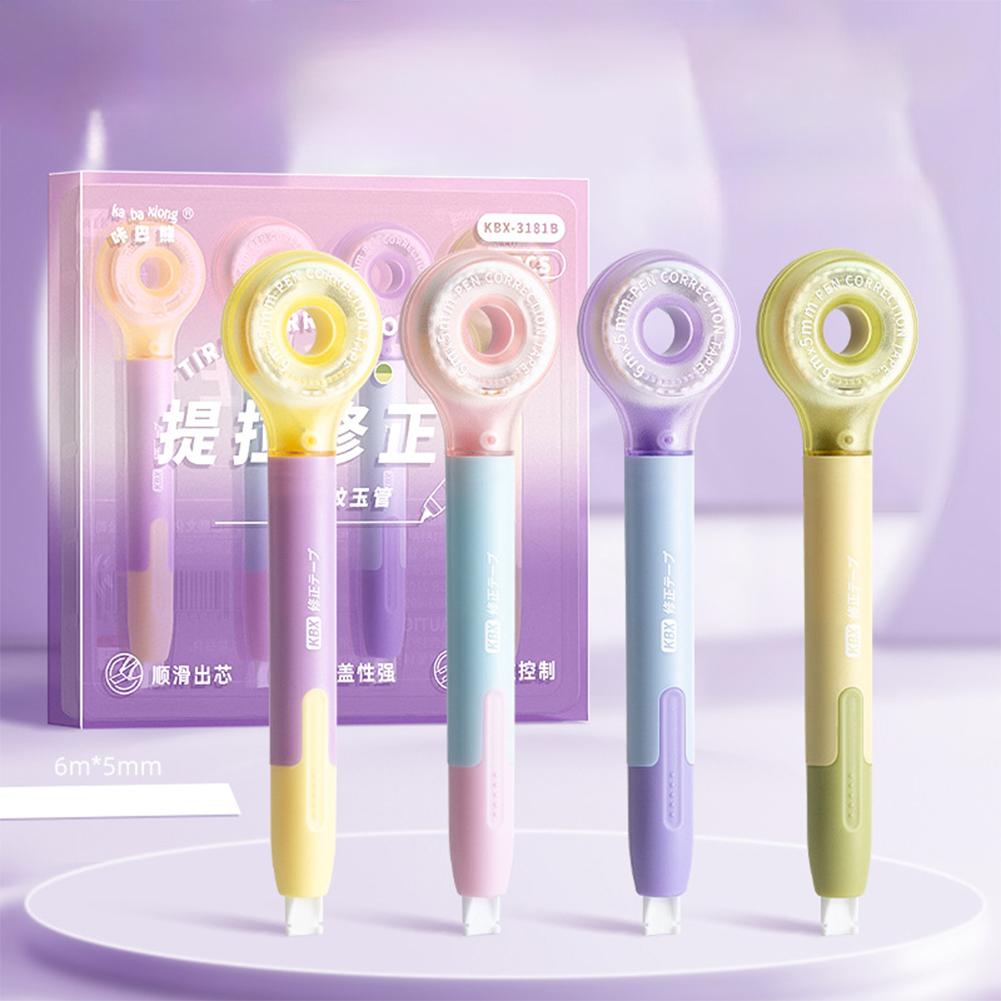 4Pcs Correction Tape Macaron Color Creative Design Corrector of Pen Shape Comfortable Holding Kawaii Stationery School Supplies