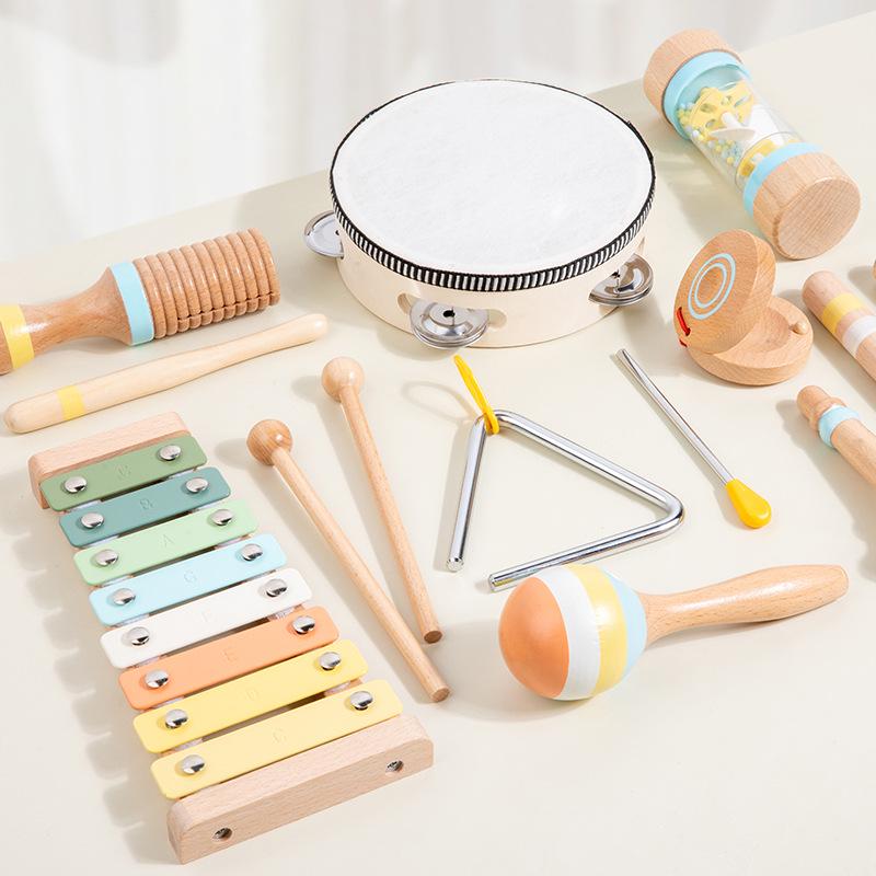 Wooden Musical Percussion Set for Kids - 9-Piece Educational Toy
