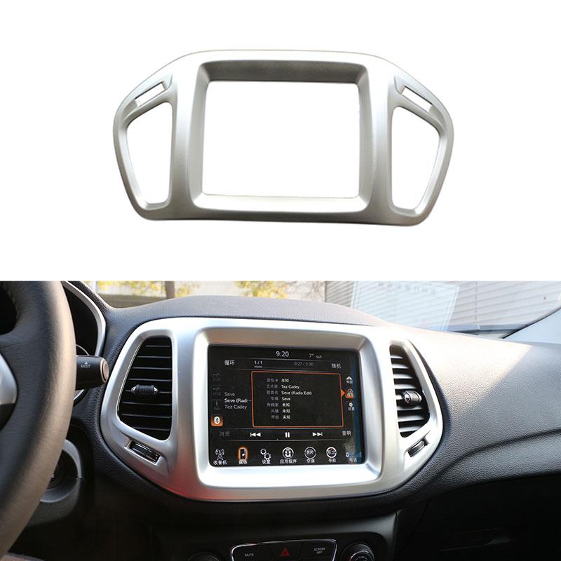 

Car Navigation Dashboard GPS Panel Decoration Trim Frame Covers for Jeep Compass 2017 2018 2019 2020 Abs Chrome Sticker срібний