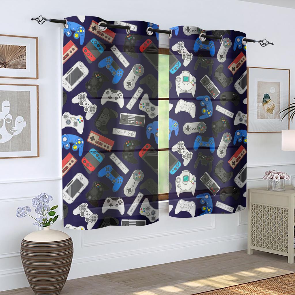 2 Pieces, Game Controller Curtains for Boys, Children, and Teenagers - Living Room, Bedroom, Home Decoration - Colored