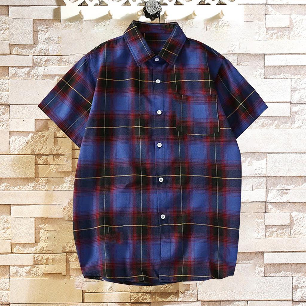 Men's Checked Shirt, Short-sleeved Shirt, Summer Casual Daily Wear