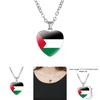 Womens Stylish Necklace Cross Chain With Charming Heart Palestinian Pendant Flag