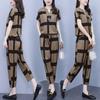 Women's Casual Suit Spring Summer Fashion Loose Korean Plus Size Clothing Short Sleeve Tops Harun Pants 2 Two Piece Set