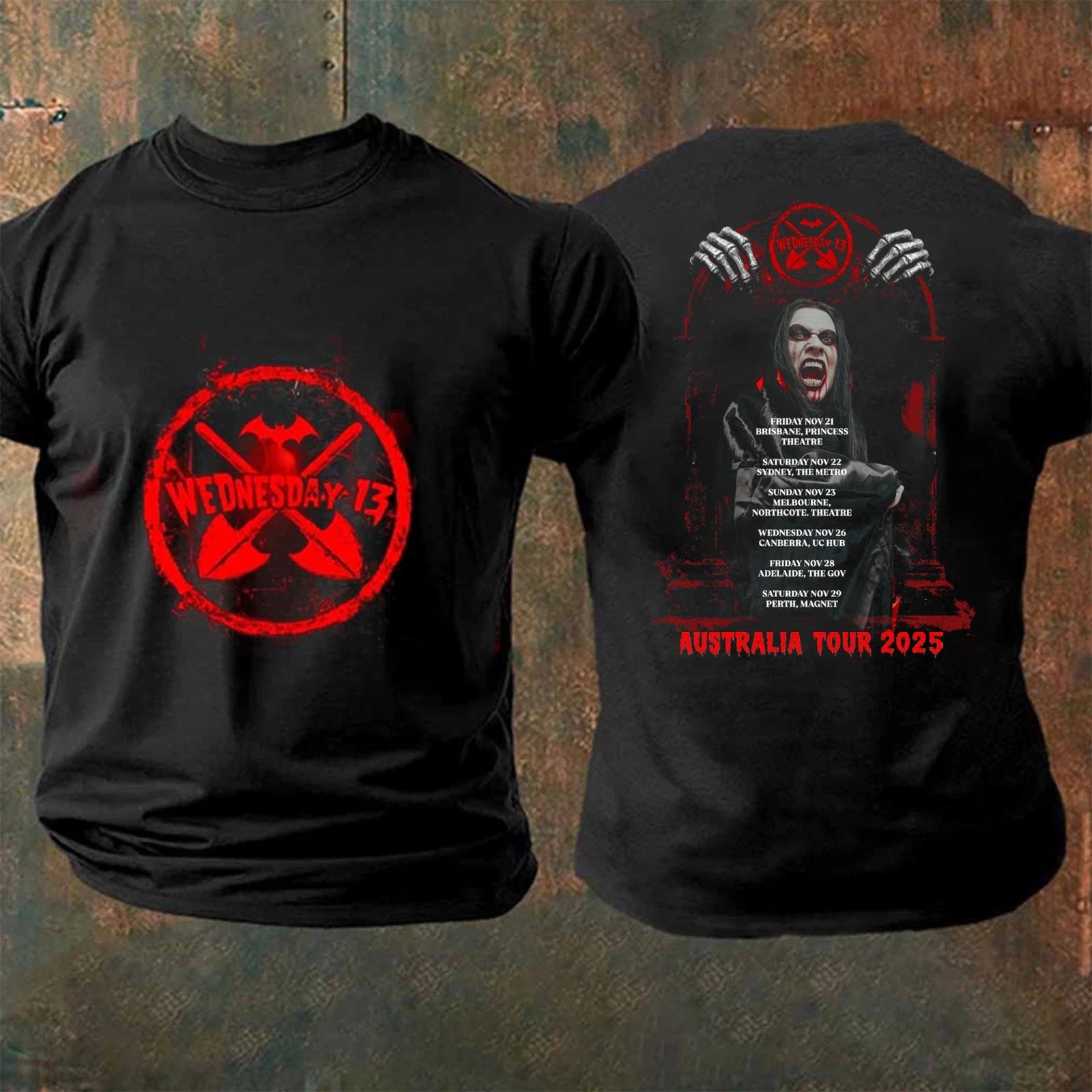 

Wednesday 13 Tour Australia 2025 2-Sided Horror Punk Band Concert T-shirt S-5XL 3XL