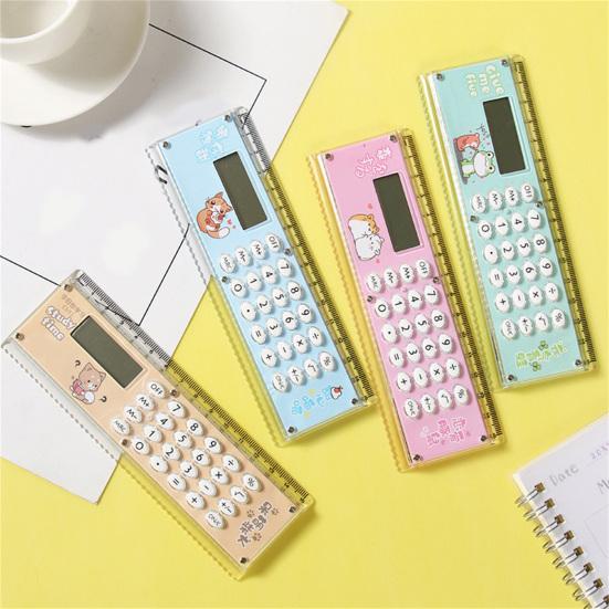 Ruler Calculator Multi-functional 2 In 1 15cm Scale 8 Digits Portable Battery Operated LCD Display Student Calculator Office Supplies
