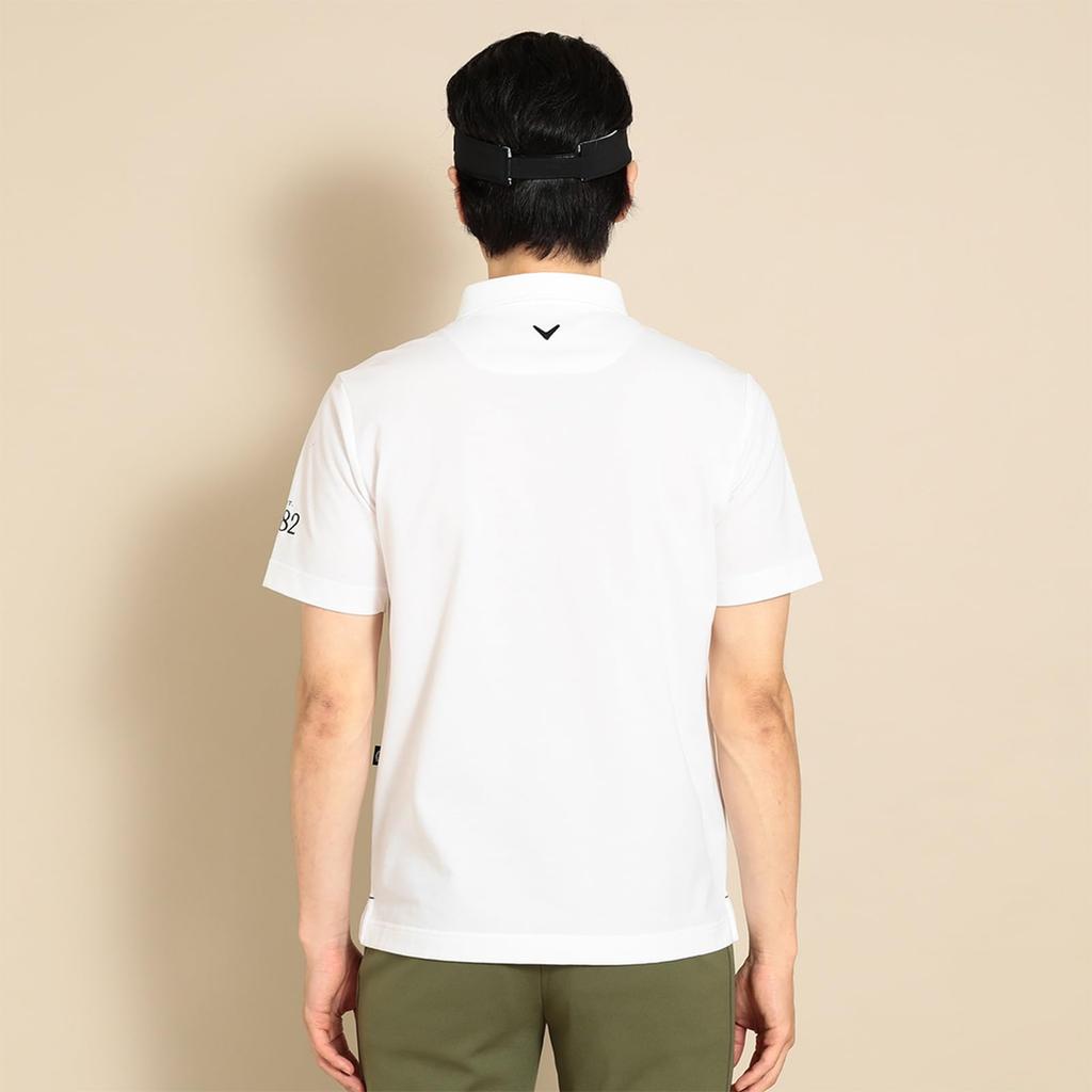 Callaway Short Sleeve Polo Shirt UV for C23234100 Size 3L Men's (Moisture-Wicking, Quick-Drying, Protection) Golf, 1030_White,