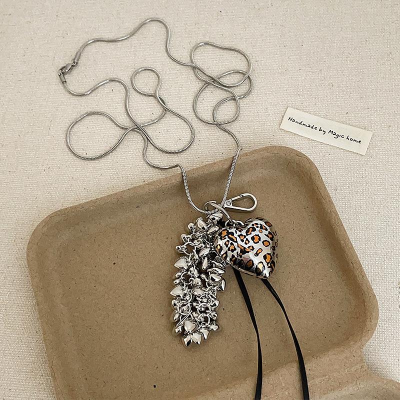 

Высококачественное ожерелье с бахромой и леопардовым принтом, женское, уникальное, изысканное, универсальное, на шею, на свитер