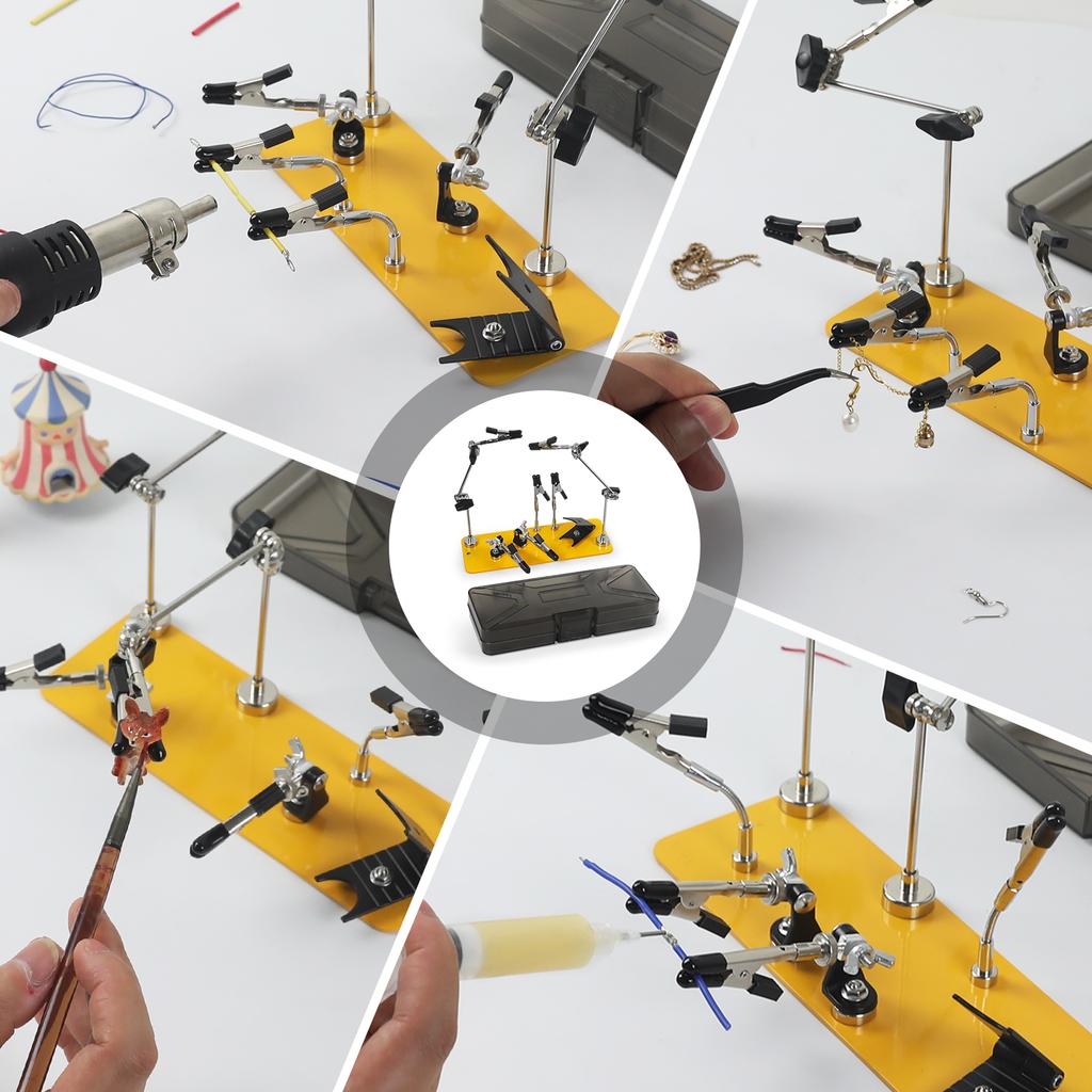 NEWACALOX Magnetic Helping Hands Soldering Third Hand with 6/8 Flexible Alligator Clips/Tool Box Adjust PCB Holder Electronic Re