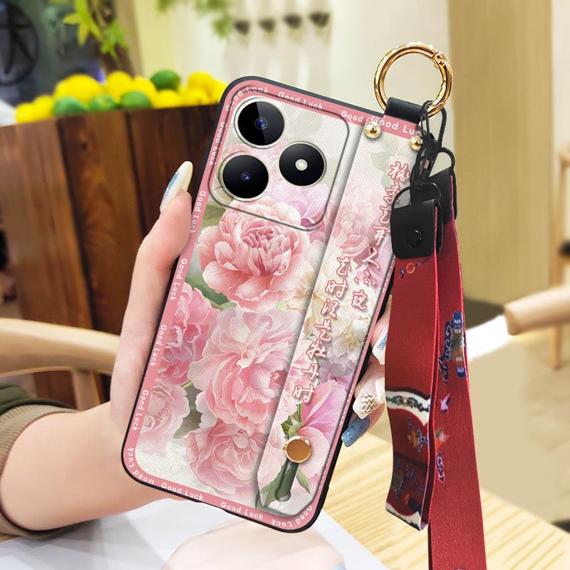 Wristband Anti-dust Phone Case For Realme C53/Narzo N53 Back Cover Wrist Strap Kickstand Waterproof For Mom Anti-knock