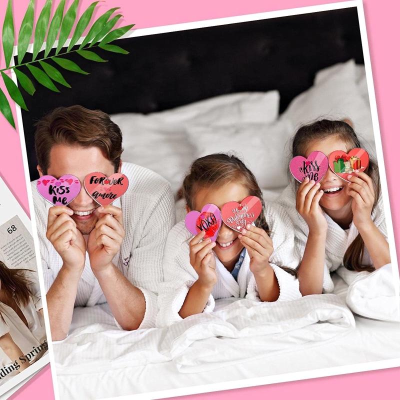 60x Acrylic Blank Clear Valentines Day Ornament with Hole Heart Slices Red Ribbon for DIY Craft Engraving Tags Wedding