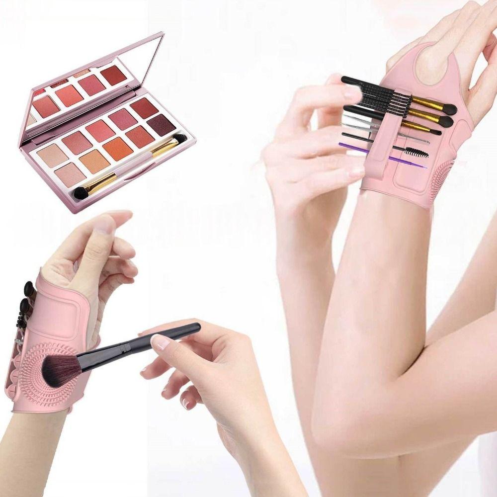 Professional Makeup Palette Mixer Durable Makeup Brush Cleaner Wrist Makeup Brush Holder Make Up