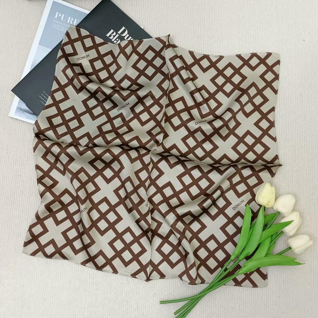 53Cm Pony Pattern Scarf Women Spring And Summer Thin Silk Square Scarf Fashionable And Versatile Bag Packaging Decoration Scarfs