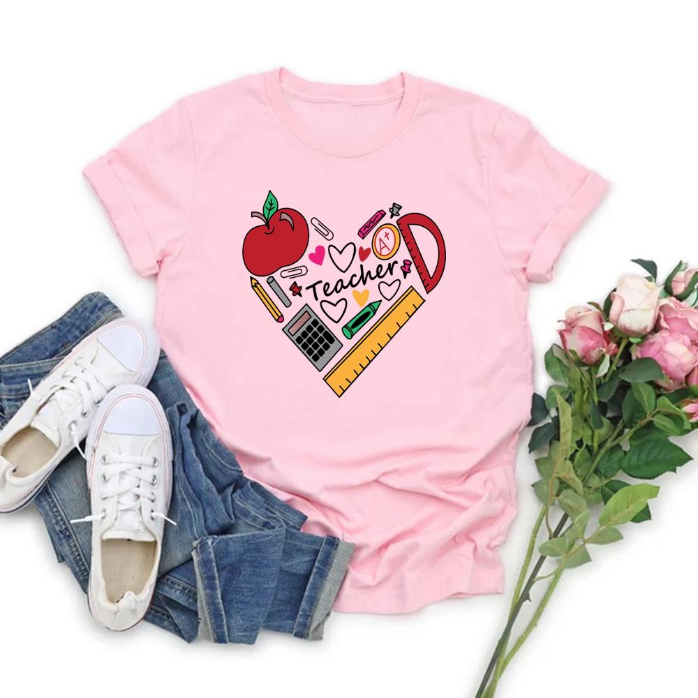 Inspirational Teacher TShirt Teach Love Inspire Tshirt Back To School Shirt Casual Short Sleeve Womens Tees Streetwear Tops