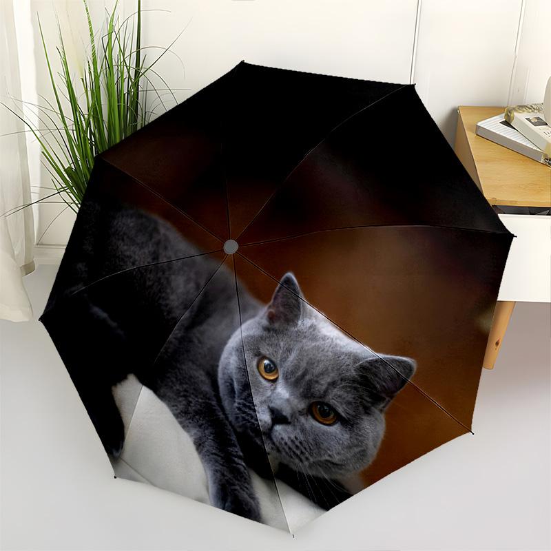 1pc Animals: rabbit, cat, deer Umbrella Portable Folding Umbrella Iron Frame Hole Bone Structure Outdoor Home Umbrella