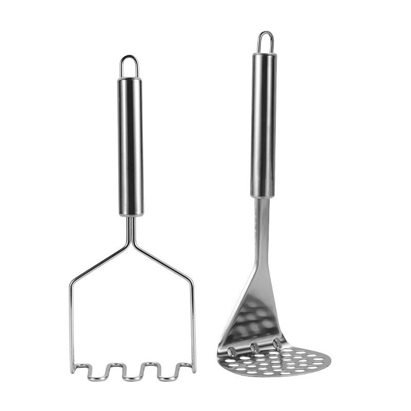 Stainless Steel Potato Masher With Round And Square Openings For Home Kitchen Use