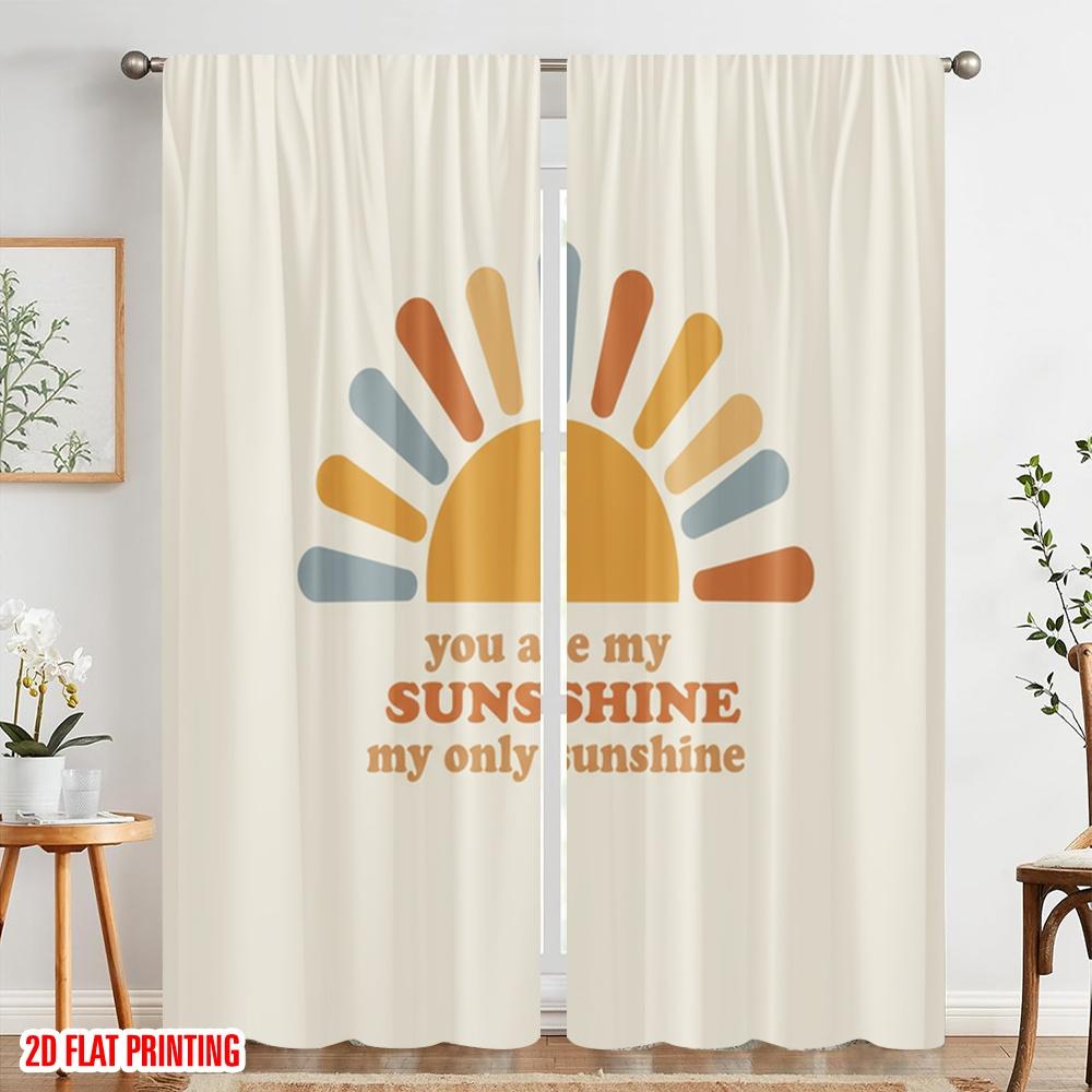 2pcs 2D flat printing Party Window Curtains Sunshine My Only Sunshine 100% Polyester Without Electricity Festive Wall Decor for