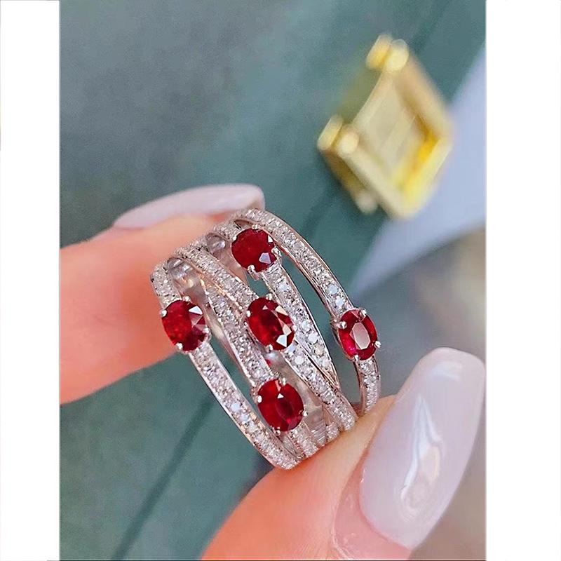 

Xiancan Jewelry 2022 Women’s Fashion Light Luxury Blood Red S925 Silver Cross Geometric Ring Size 8 красный