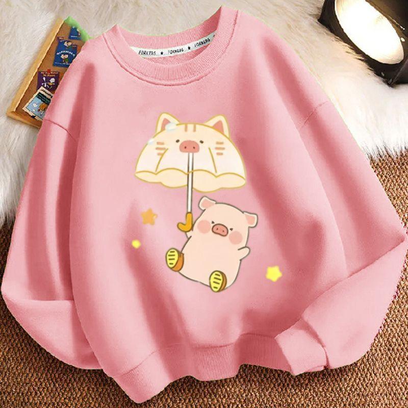

Girls Fashionable Cartoon Piglet Hoodie Spring and Autumn Children s Loose Long-sleeved Top 150