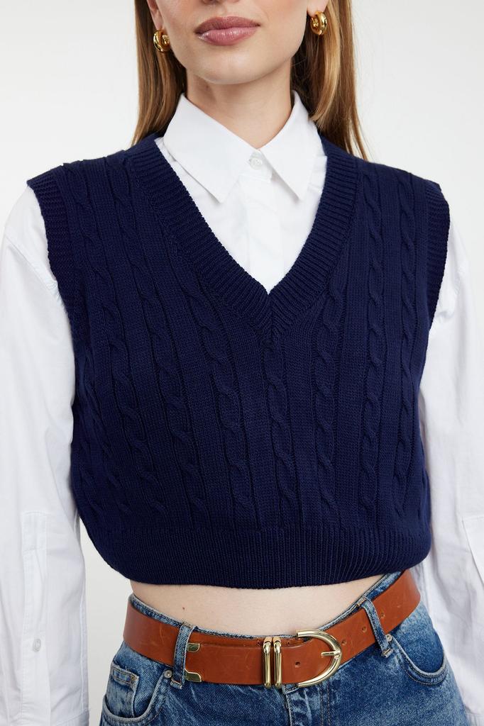 Women's Fashion Stylish Sweater Stone Crop V-Neck Knitwear Sweater