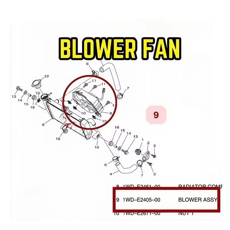 For YZF R3 R25 MT25 MT3 2018-2024 Compatible Engine Radiator Cooling Fan 1WD-E2405-00