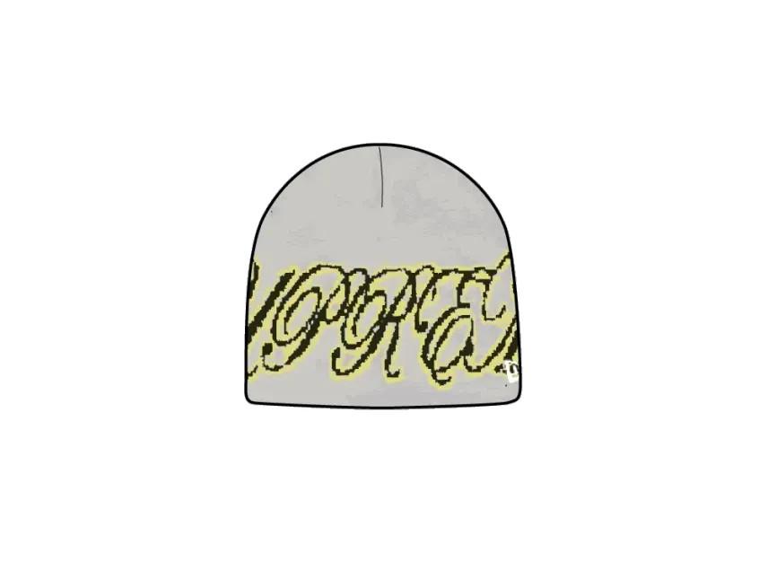 777176 Supreme New Era Cursive Beanie Grey One-Size