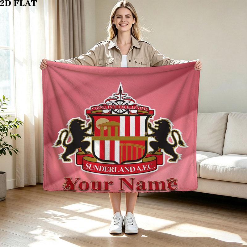 1PC Sunderland A.F Custom Name Patterned Flannel Blanket Suitable For All Seasons for Home Decor Warmth and Comfort Gifts Holiday Present