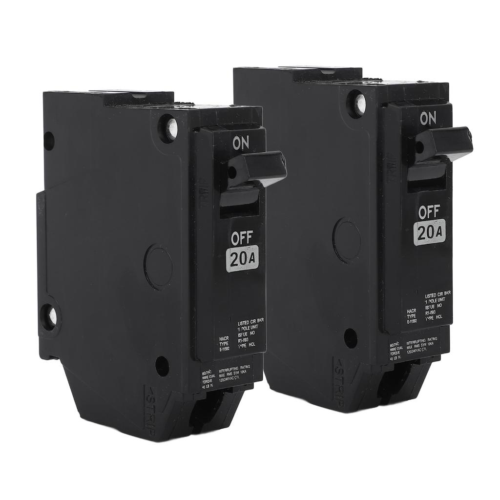 2PCS Plug In Circuit Breaker Rail Mount 1P 20A Miniature Air Switch Protective Breaker for Home Use