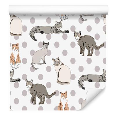 Cats and Dots Wallpaper for Living Room and Bedroom 50x1000