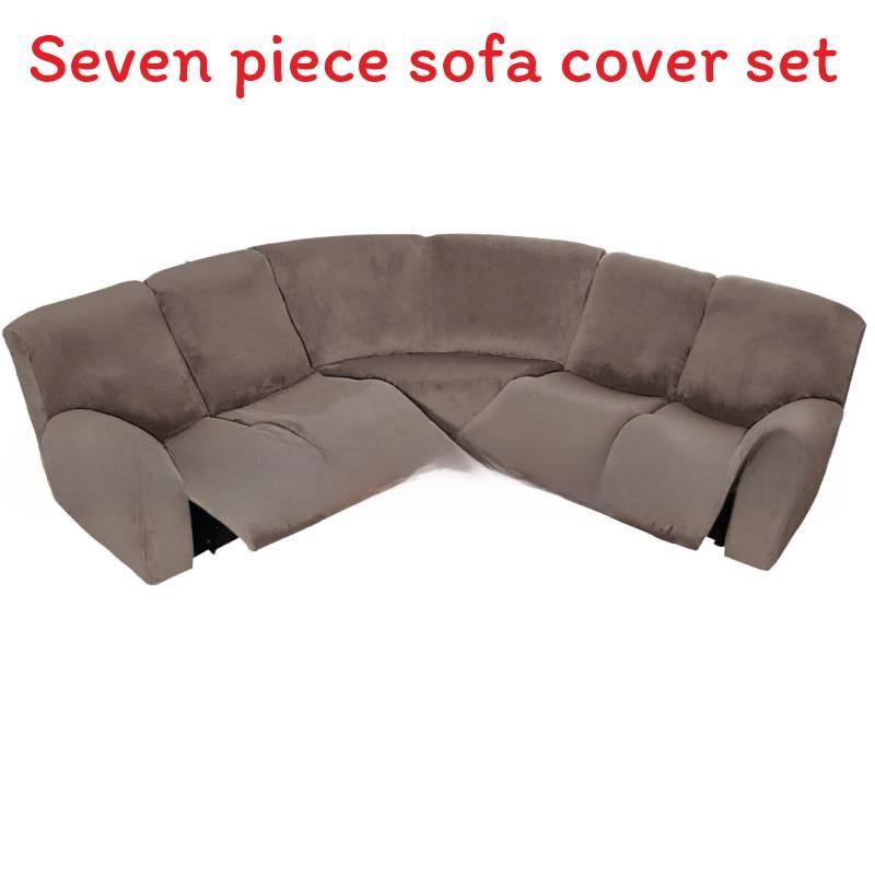Velvet Lshaped Seven Piece Sofa Cover Set With Stretch Material For Corner Sectionals