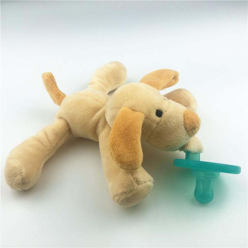 Ciuccio in Silicone con Ciondolo Animale di Peluche per Lattanti e Bambini Piccoli per Alleviare la Dentizione