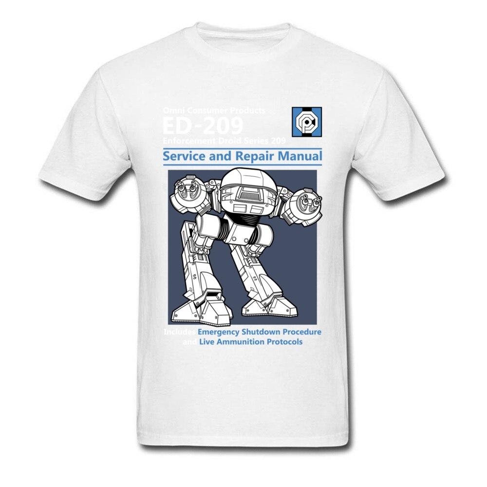 Blue Men T Shirt Summer Fashion Casual Tshirt Printing Robot ED 209 Men's Top Quality Full Cotton Clothing Mens Tee Shirt