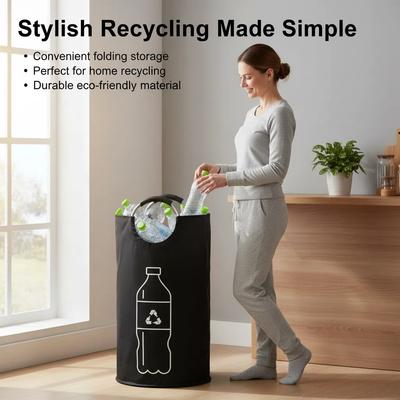 Oxford Cloth Aluminum Handle Recycling Bag Foldable Laundry Basket Bottle Storage Organizer Home Reusable Tote