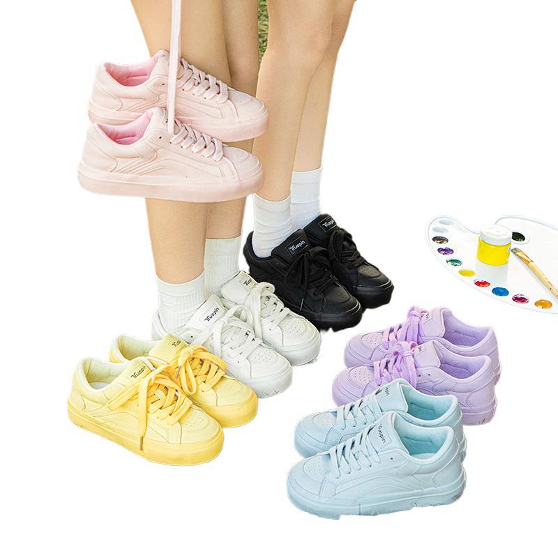 Dopamin Brot Schuhe Damen 2025 Frühling neu dicksohlige erhöhende vielseitige weiße Schuhe lässige Sport-Board-Schuhe