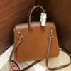 Cute Plush Smiley Crossbody Bag Top Grain Leather With Lamb Wool Fashion Single Shoulder
