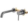 Gun Gray Badezimmer Waschbecken Armatur Messing Wandmontierter Mischer Warm- und Kaltwasser Beckenhahn Einhebel Gebürstetes Gold/Gold/Schwarz/Chrom