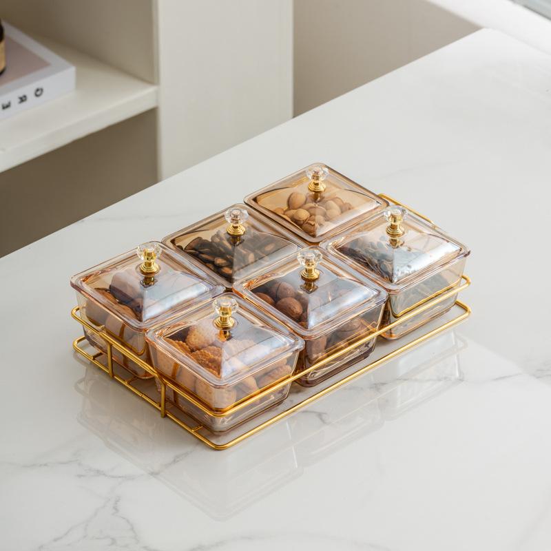 Light Luxury Glass Fruit Plate  Creative Household Living Room Snack Plate  Dried Fruit Snack Plate  Dessert Plate  Candy Plate  Fruit Plate