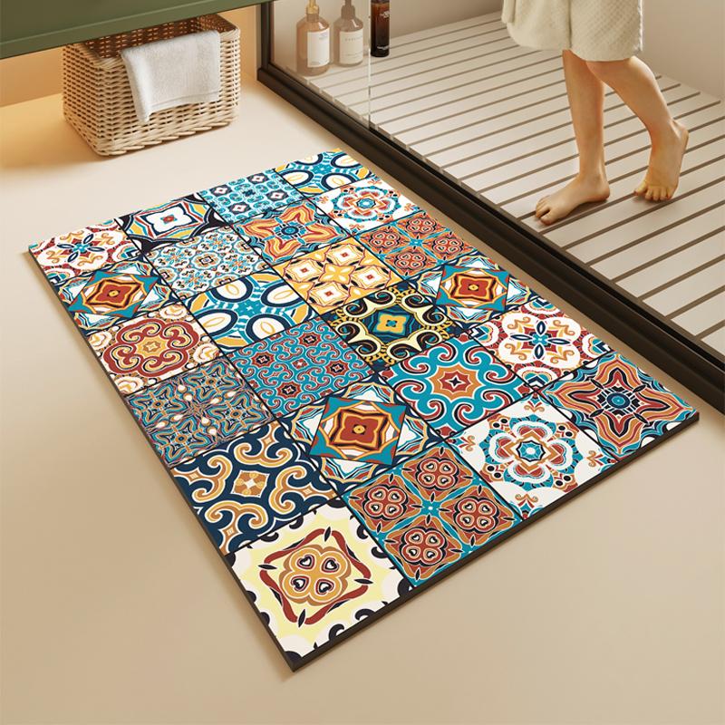 Diotomite Bathroom Bath Mat Super Absorbent Foot Mats Non-Slip Quick Dry Shower Carpet Toilet Rug Doormat Washable