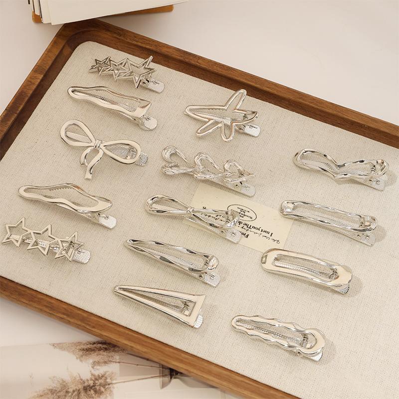 Exquisite Gold Silber Metall Hohl Haarspangen Süß Cool Pony Clip Stirn Gebrochenes Haar Entenschnabelspange Haarnadel Stil Kopfschmuck