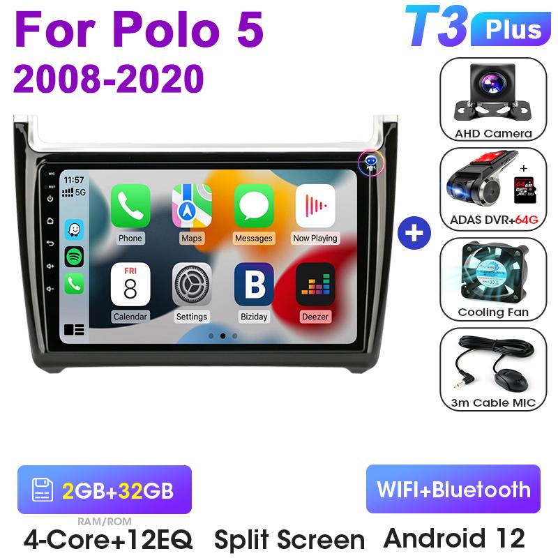 Android 12 Car Radio For Volkswagen VW Polo 5 2008 - 2020 GPS 4G Carplay Auto 2 Din Stereo Intelligent Systems Smart Autoradio