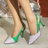 Liyke  Autumn New Sexy Slingback Shoes Women Pumps Cozy Leather Pointed Toe Back Buckle Strap Thin High Heels Mules Sandal