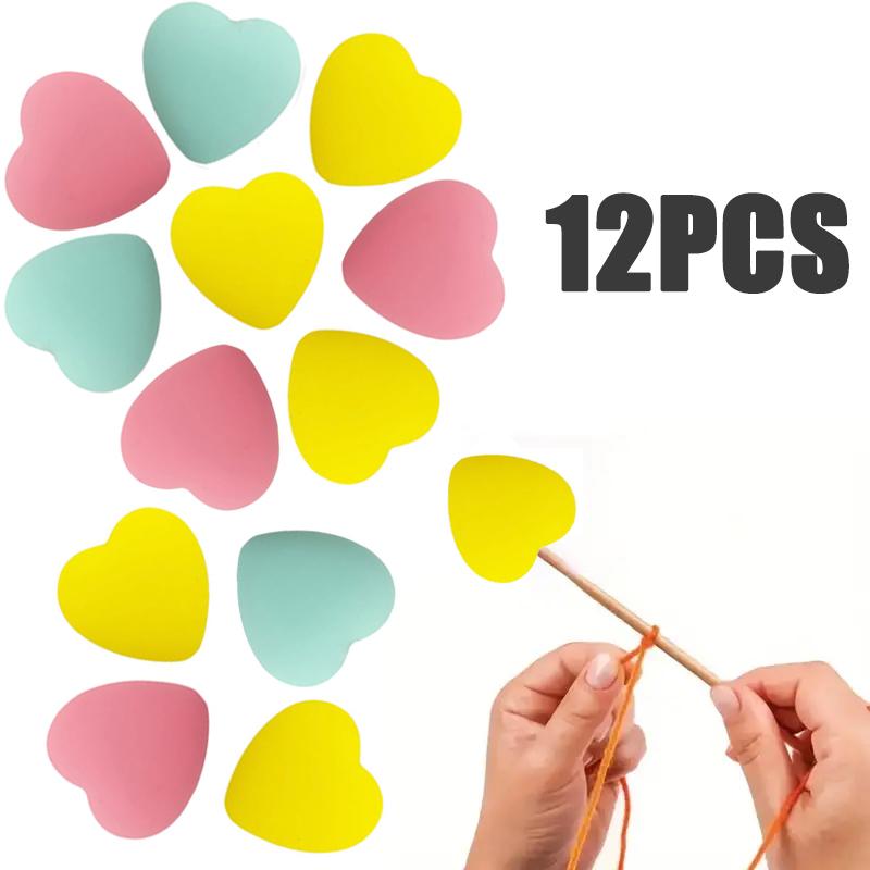 8/10/12PCS Multicolor Heart Stitch Needle Tips Stoppers Silicone Knitting Needle End Caps Cute Knitting Needle Point Protectors