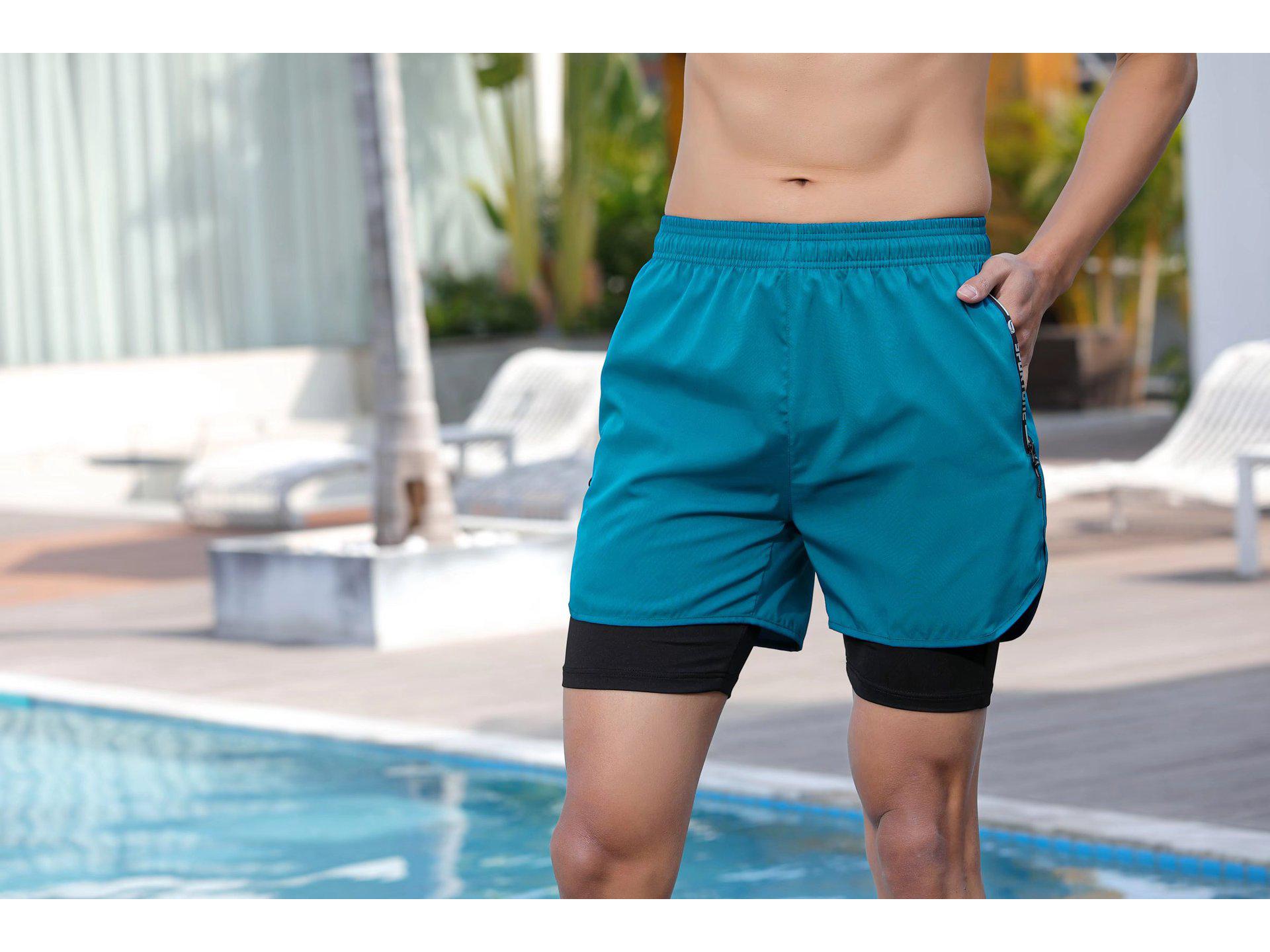 

Мужские плавки-боксеры 2025 года, быстросохнущие, больших размеров, с квадратным вырезом, двухслойные, с разрезом Double Extra Large