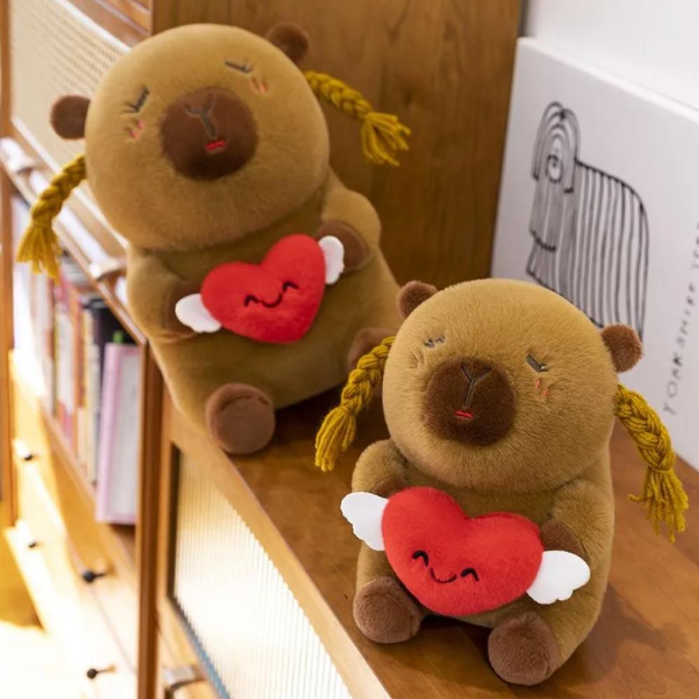 Love Heart Capybara Cotton Doll Fluffy Capybara Stuffed Doll Kawaii Capybara Plush Toy Birthday