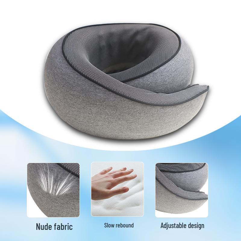 U-Shaped Memory Foam Travel Neck Pillow - No Head Tilt Support for Airplane and Office Use