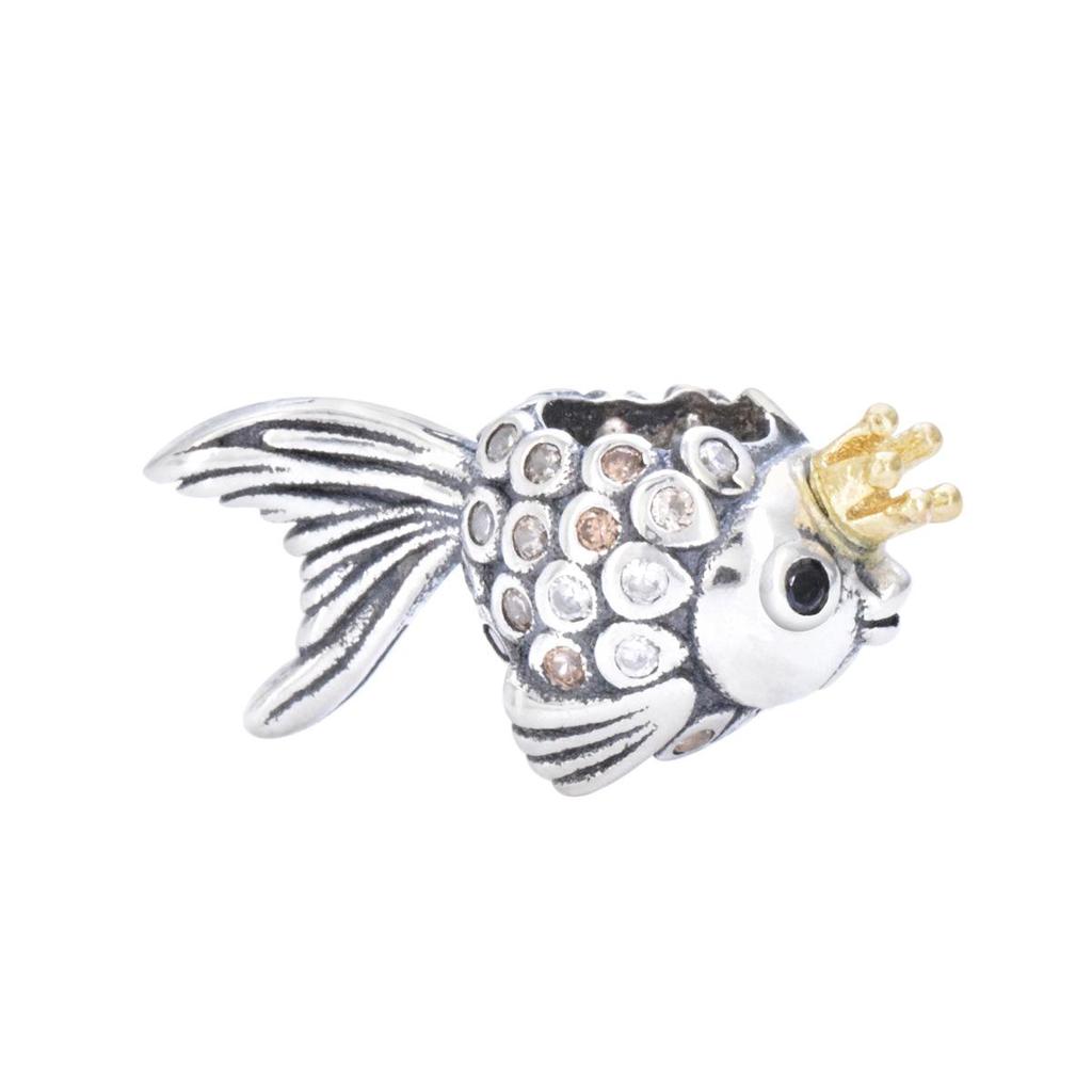 S925 Sterling Silver Starfish, Dolphin, and Turtle Charm Bracelet with Beaded Accessories