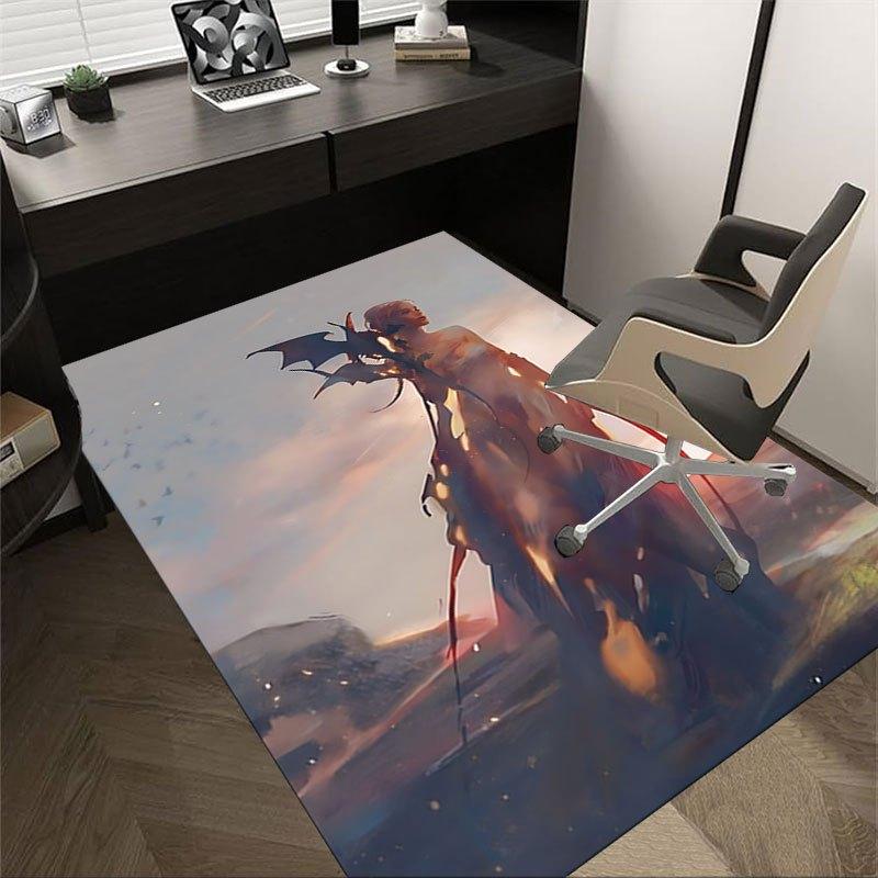 

1pc Fire and Blood Office Carpet Chair Mats, Home Decor Mat Fantasy Theme Mat Durable Mat, Dragon Decor,Suitable for fantasy theme lovers 60cm by 90cm